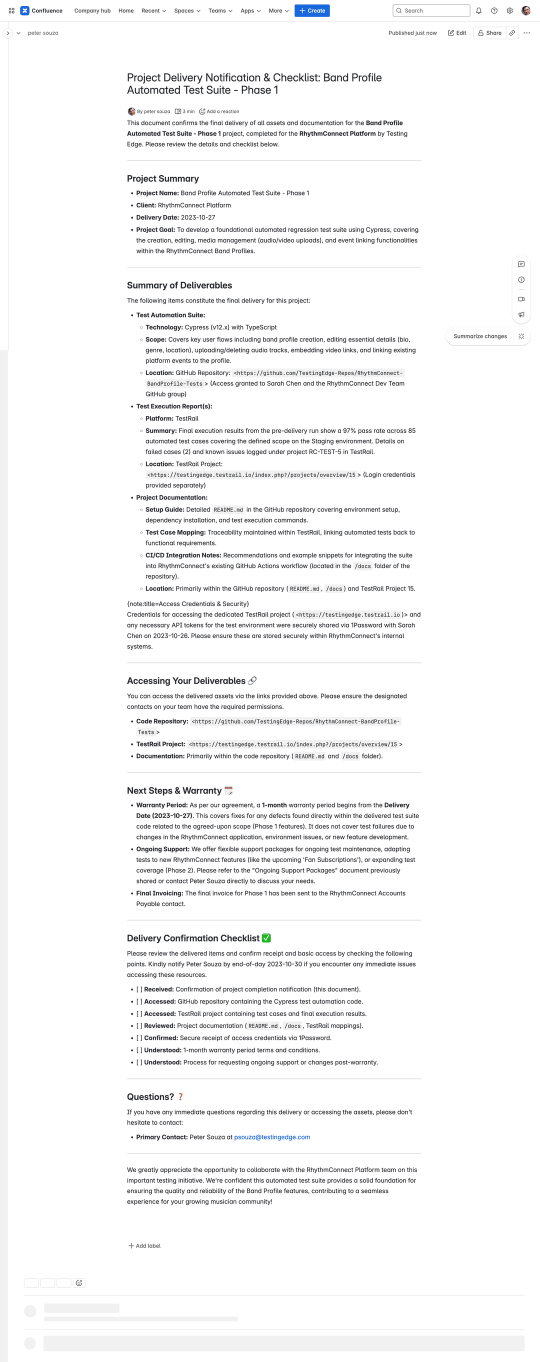 Project Delivery Examples